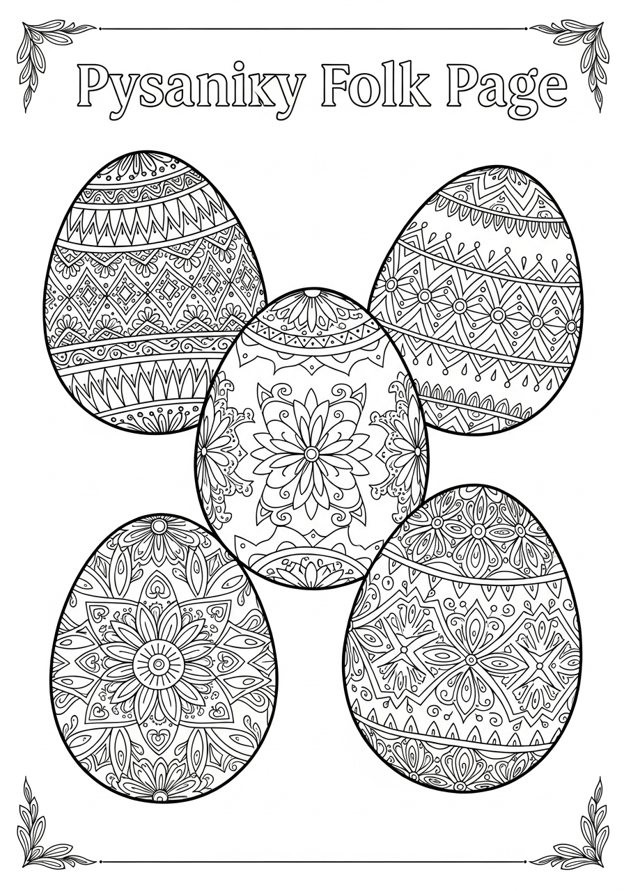 Easter Coloring Pages 17 Pysanky folk art eggs coloring page