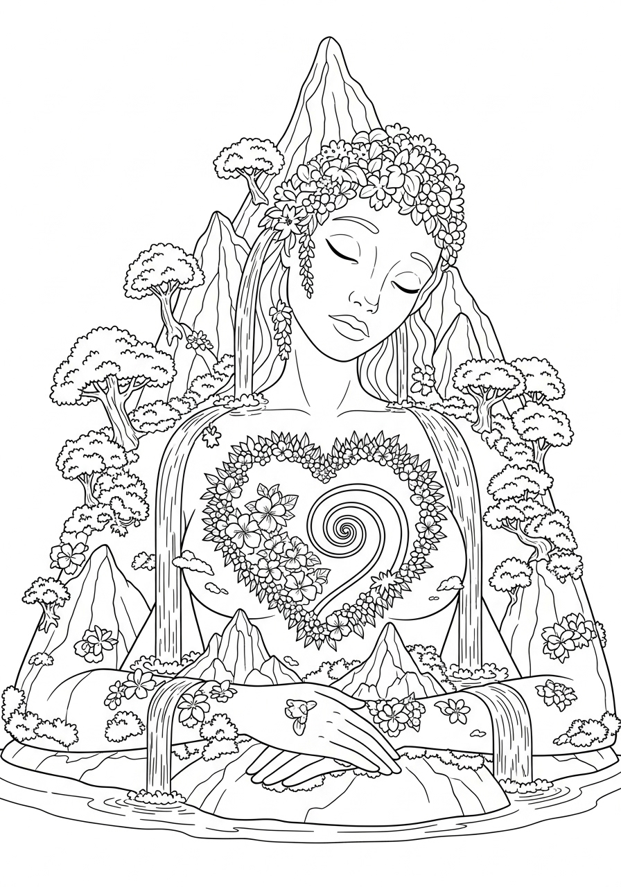 Serene island goddess Te Fiti coloring page