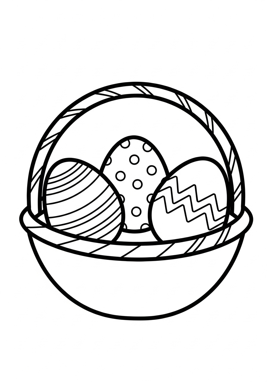 Easter Coloring Pages 18 Simple basket with large eggs coloring page