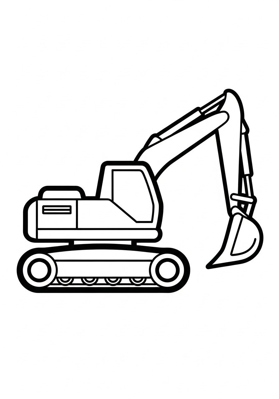 Excavator Coloring Pages 20 Simple bold line excavator coloring page