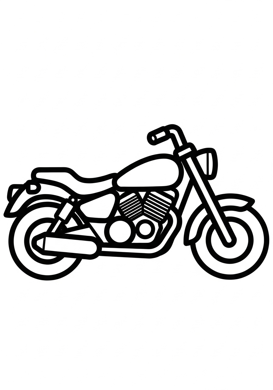 Simple, bold-lined motorcycle for toddlers coloring page