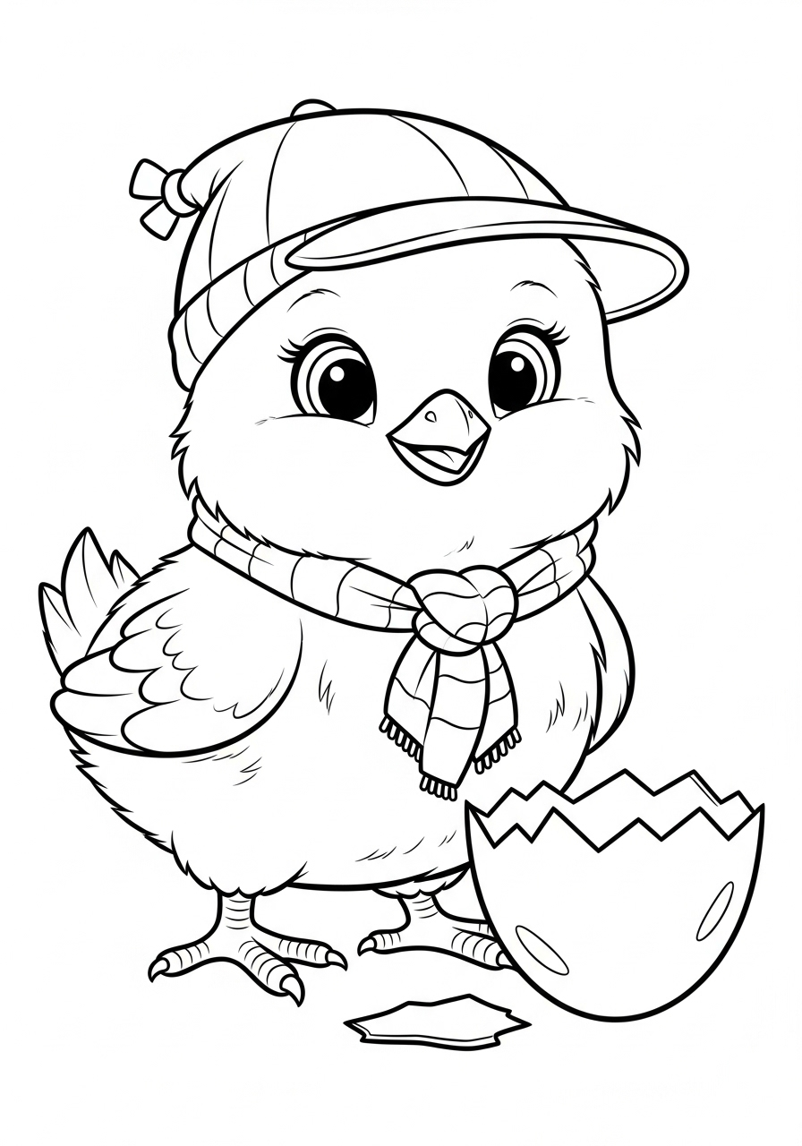 Easter Coloring Pages 19 Simple chick hatches from egg coloring page