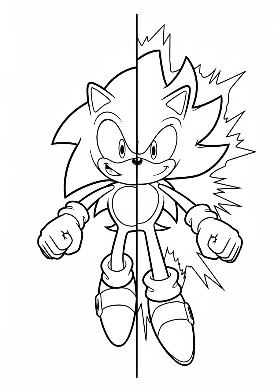 Sonic Coloring Pages 4 Sonic and Super Sonic coloring page