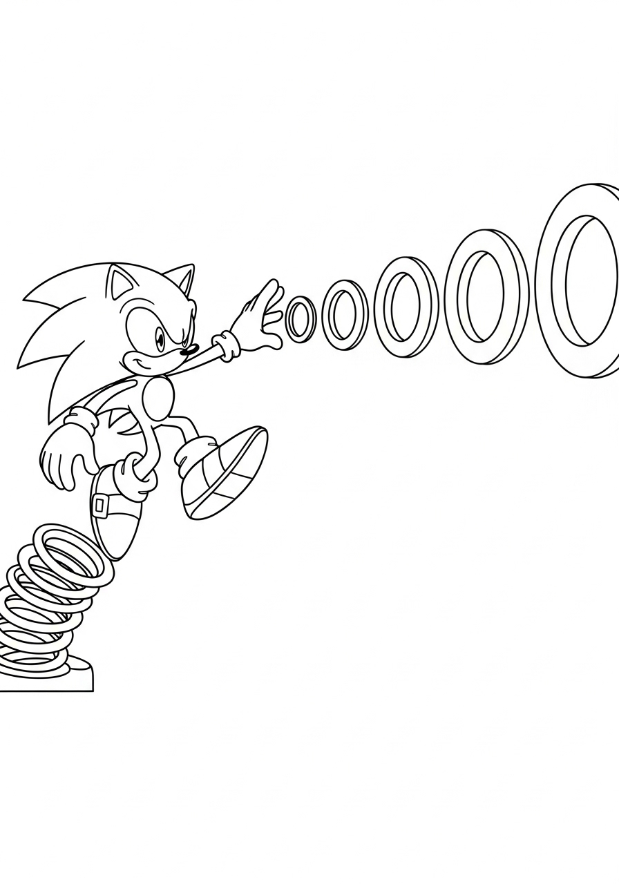 Sonic Coloring Pages 6 Sonic bouncing off spring coloring page