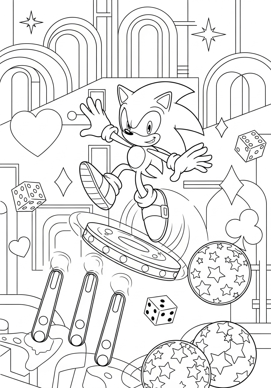 Sonic Coloring Pages 11 Sonic in Casino Night Zone coloring page
