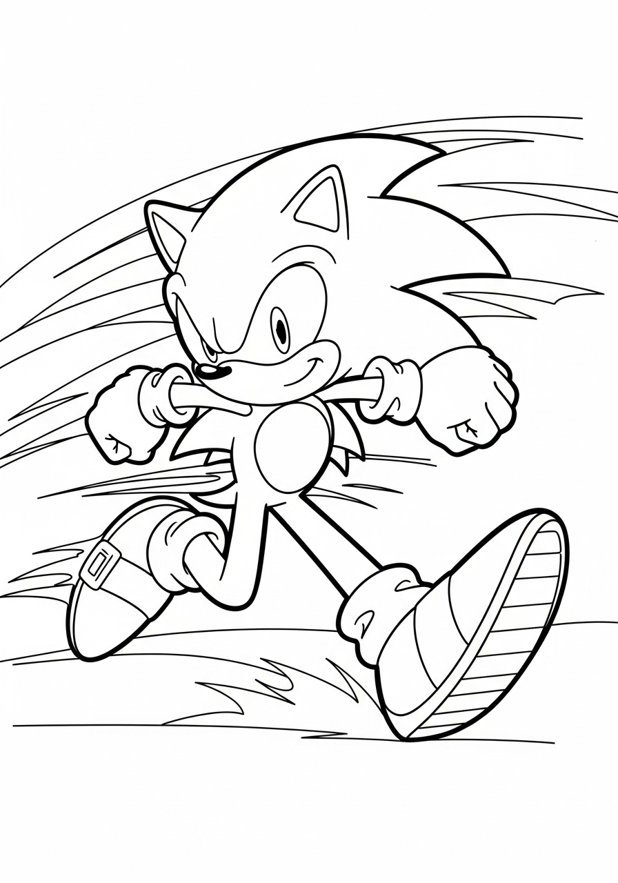 Sonic Coloring Pages 19 Sonic’s classic high-speed run coloring page