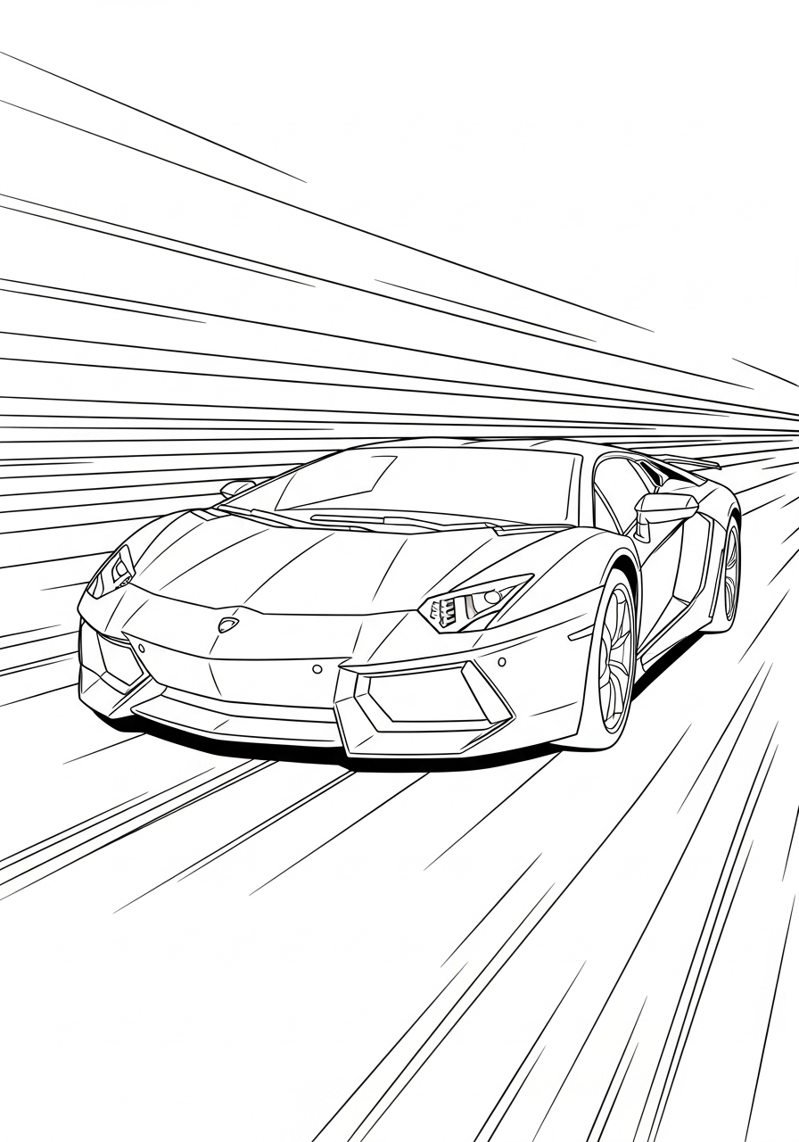 Speeding Lamborghini Aventador coloring page