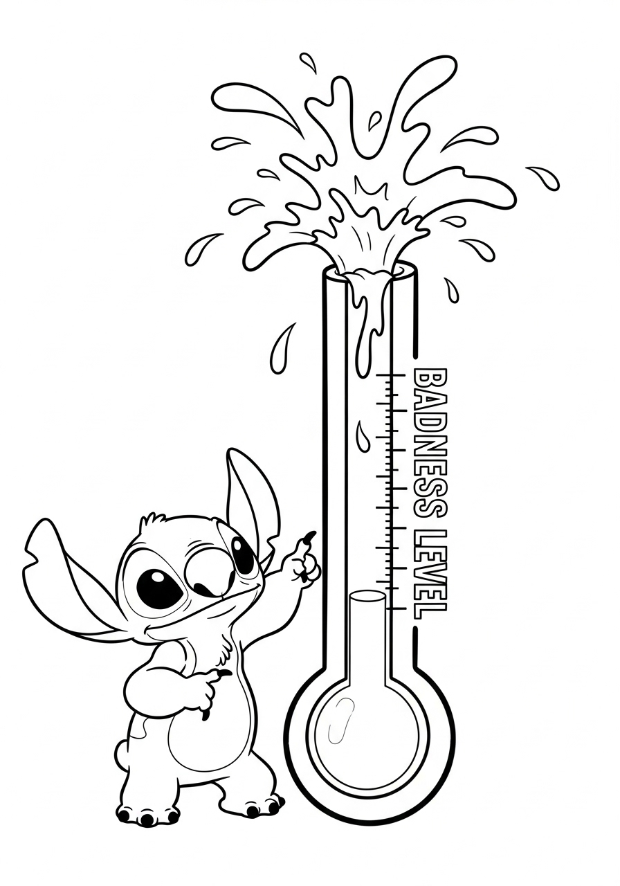Lilo & Stitch Coloring Pages 18 Stitch pointing to badness chart coloring page