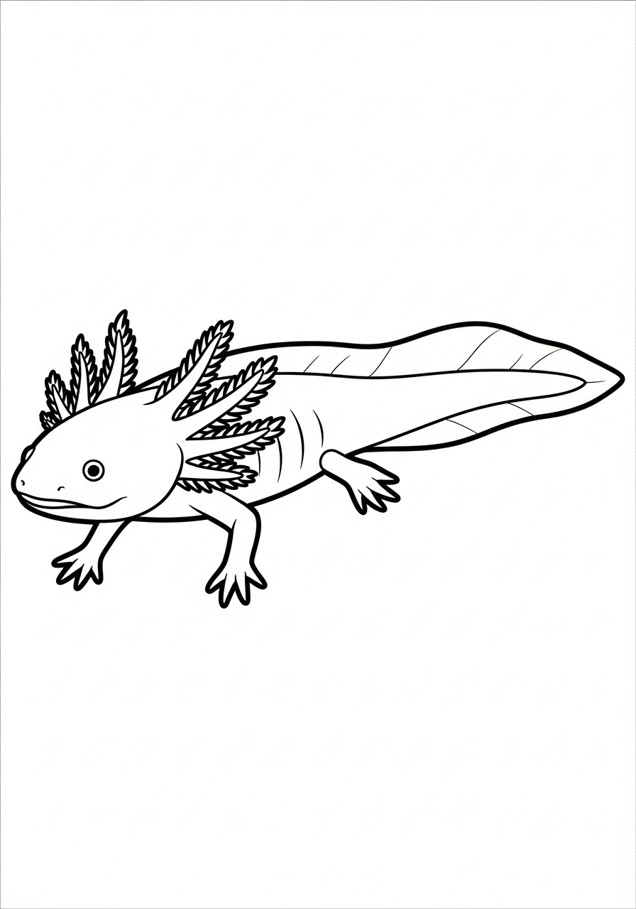 Swimming Axolotl side view coloring page