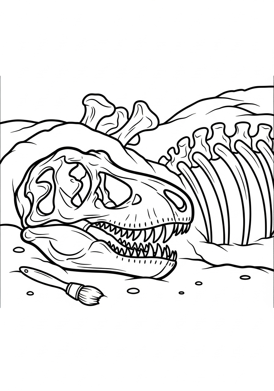 T-Rex Coloring Pages 15 T-Rex fossil dig coloring page