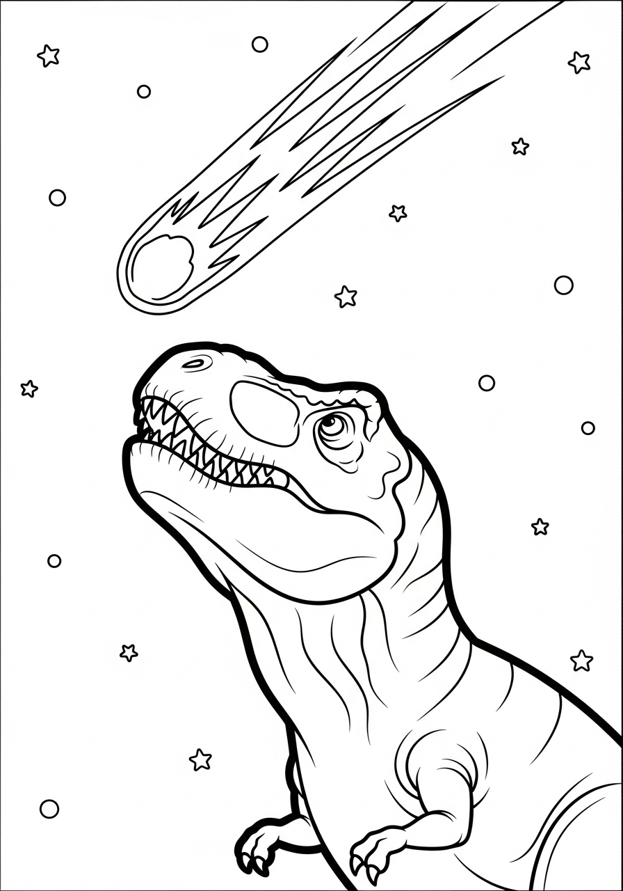 T-Rex Coloring Pages 22 T-Rex watching meteor coloring page