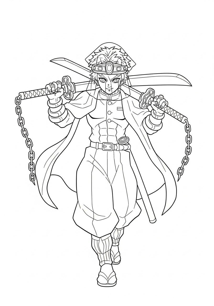 Tengen Uzui’s flashy entrance coloring page