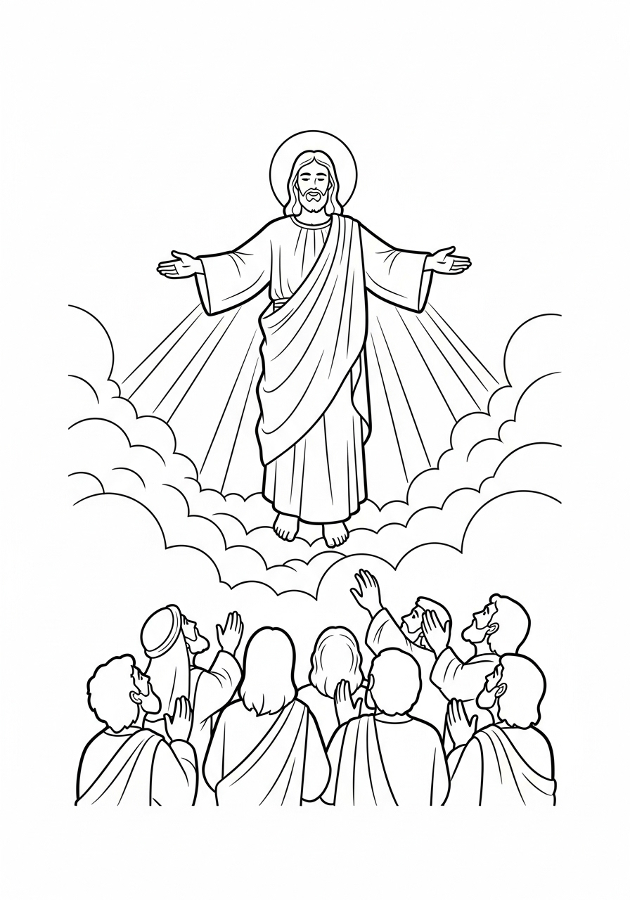 Jesus Coloring Pages 7 The Ascension of Jesus into clouds coloring page