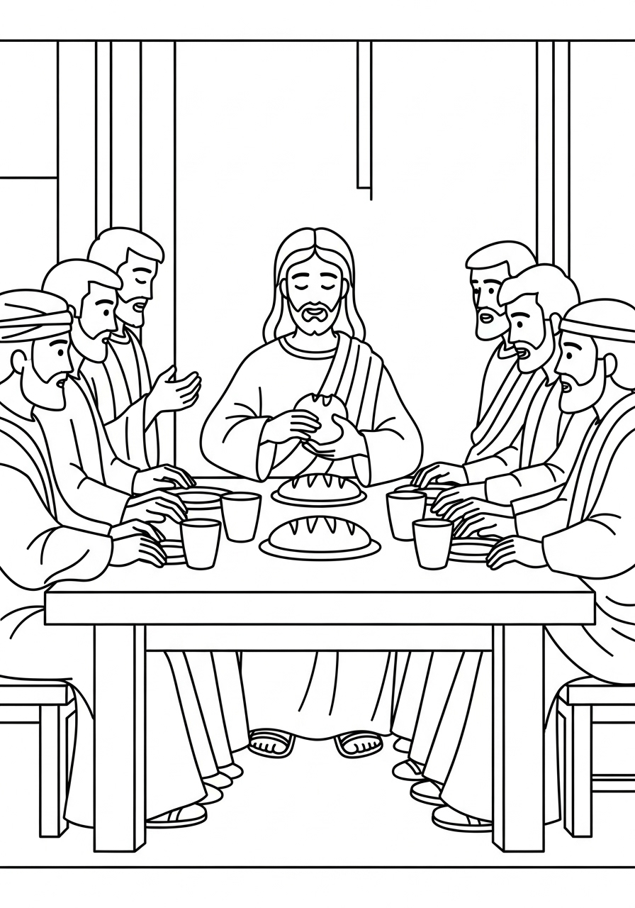 Jesus Coloring Pages 4 The Last Supper (simplified table) coloring page