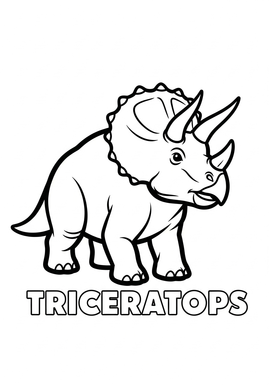 Triceratops with block letters coloring page