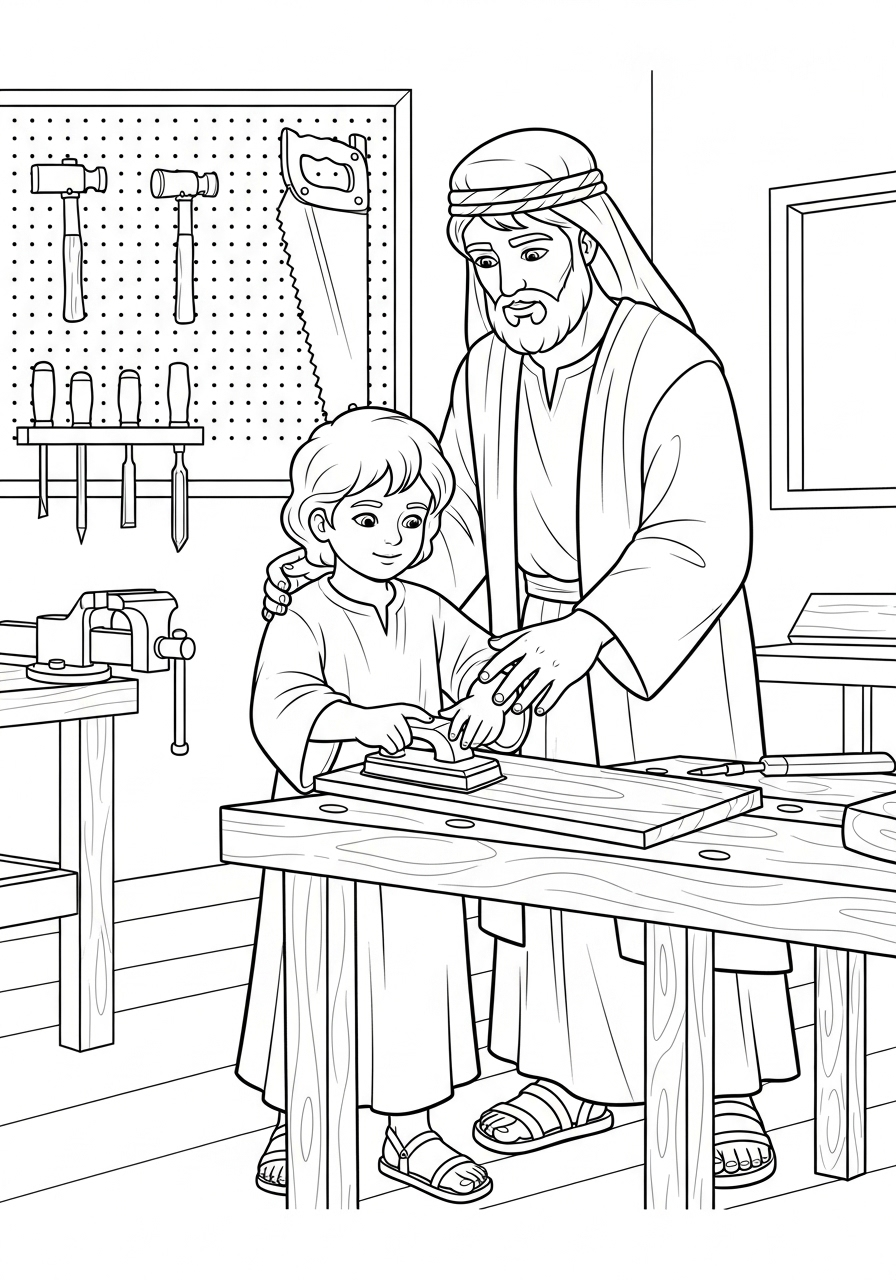 Jesus Coloring Pages 2 Young Jesus as a boy carpenter coloring page