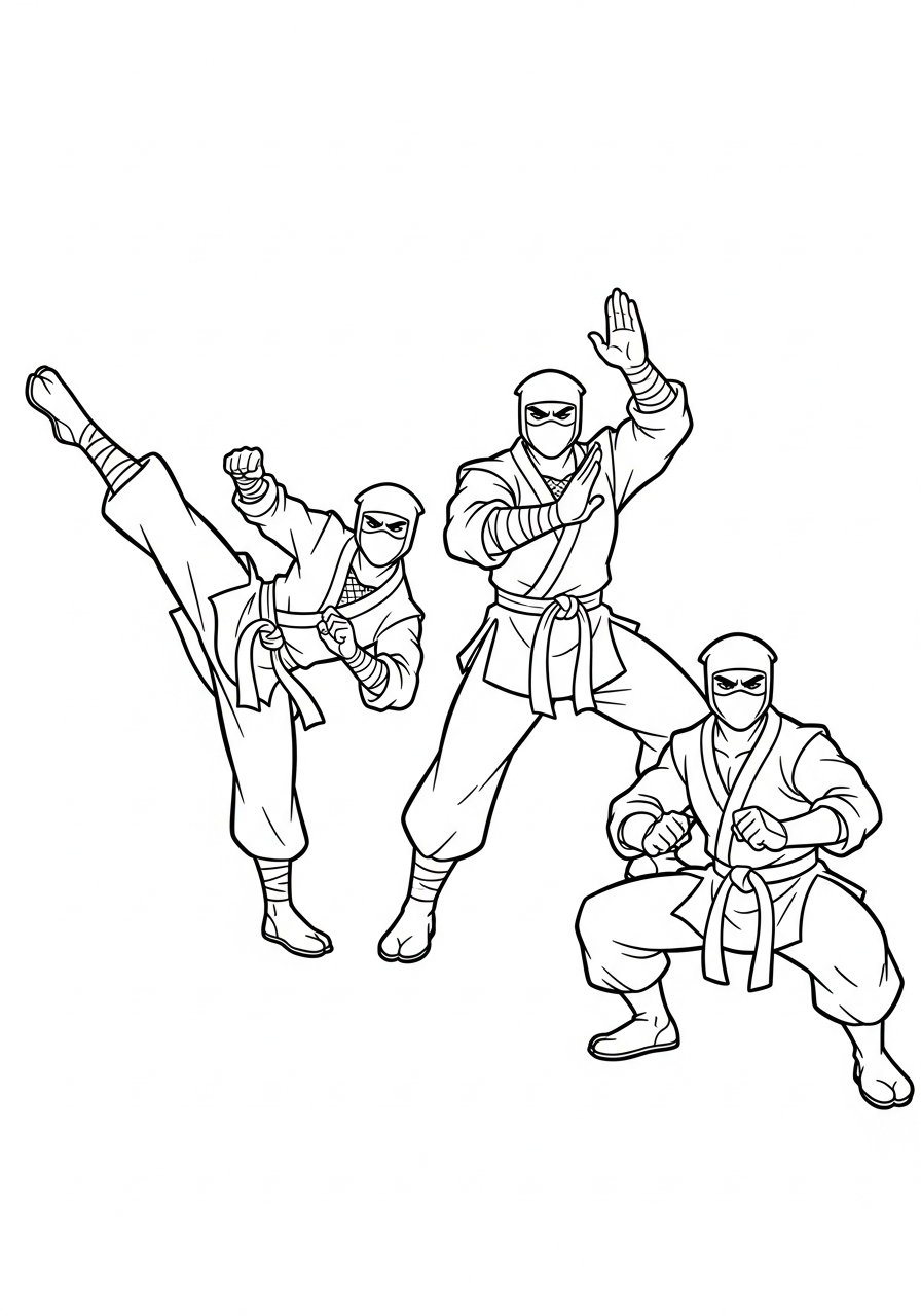 Ninja Turtle Coloring Pages 2 A trio of Foot Clan ninjas coloring page