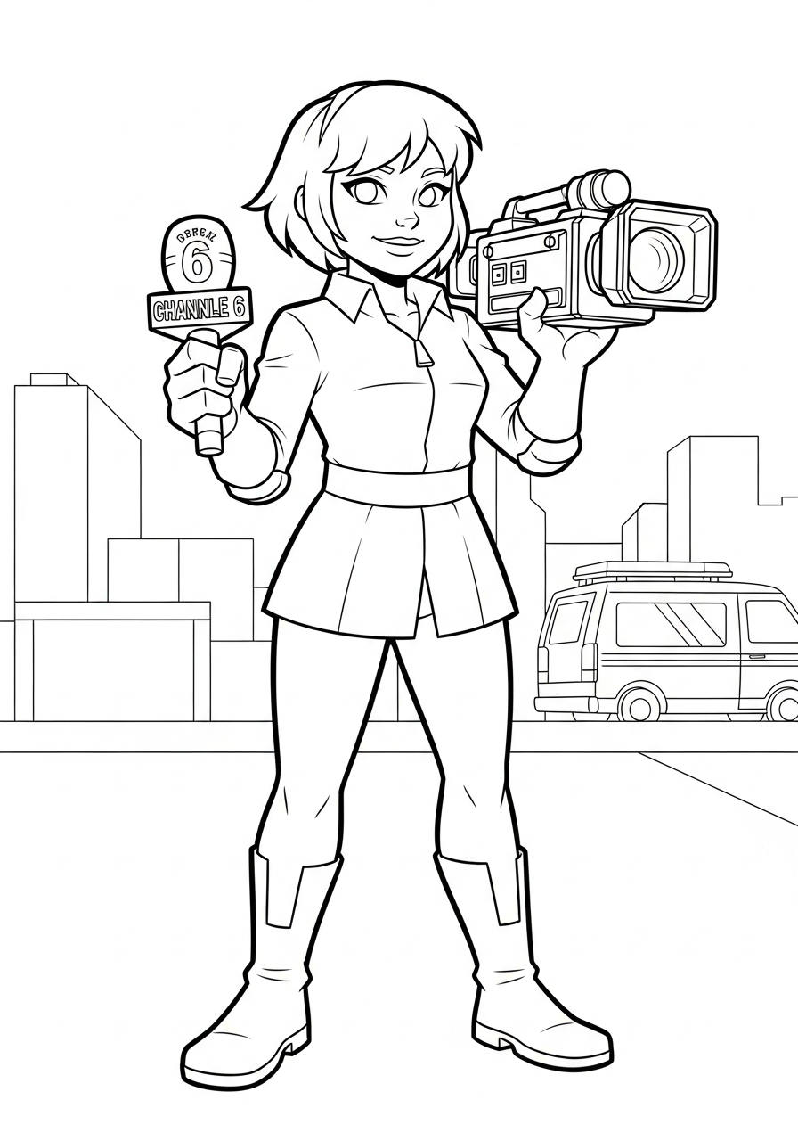 Ninja Turtle Coloring Pages 3 April O’Neil reporting news coloring page