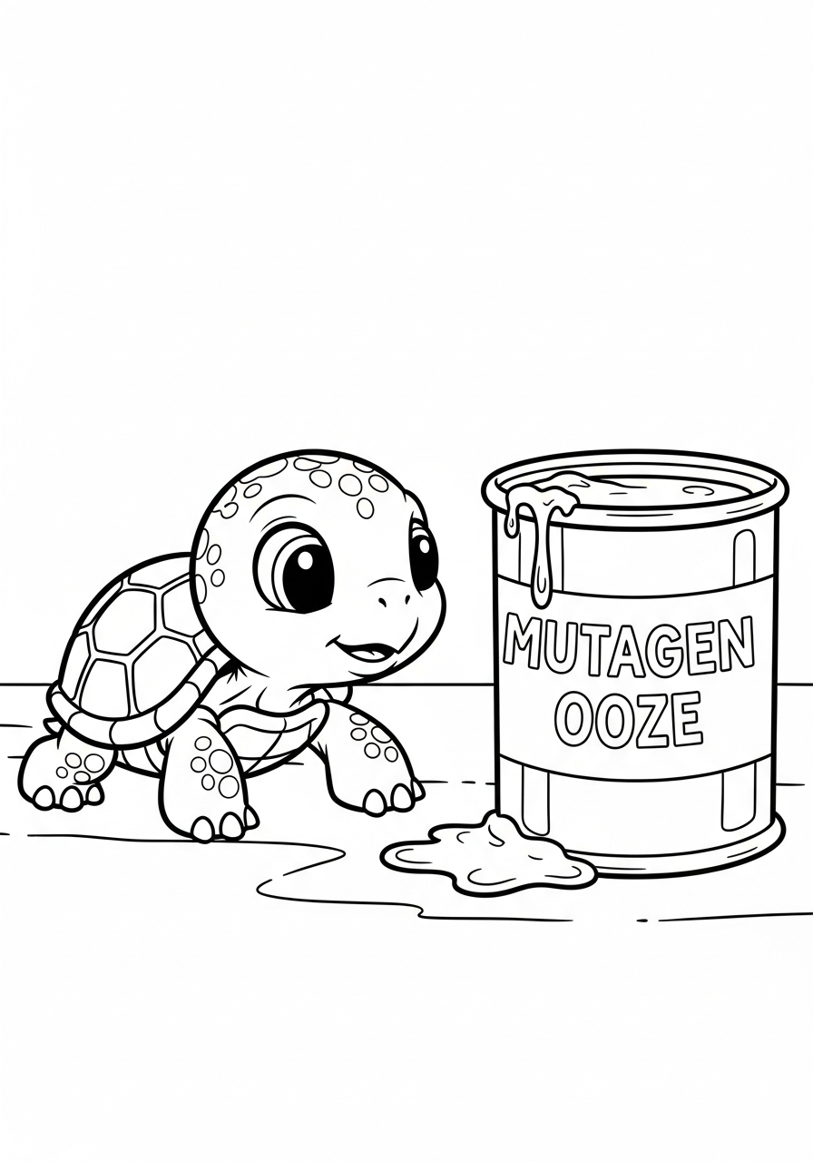 Ninja Turtle Coloring Pages 4 Baby turtle and mutagen ooze coloring page