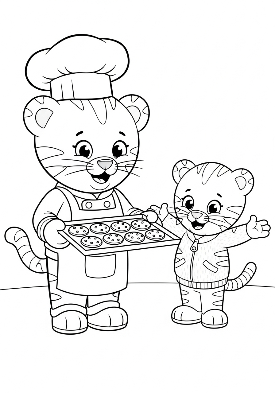 Baker Aker giving Daniel cookies coloring page