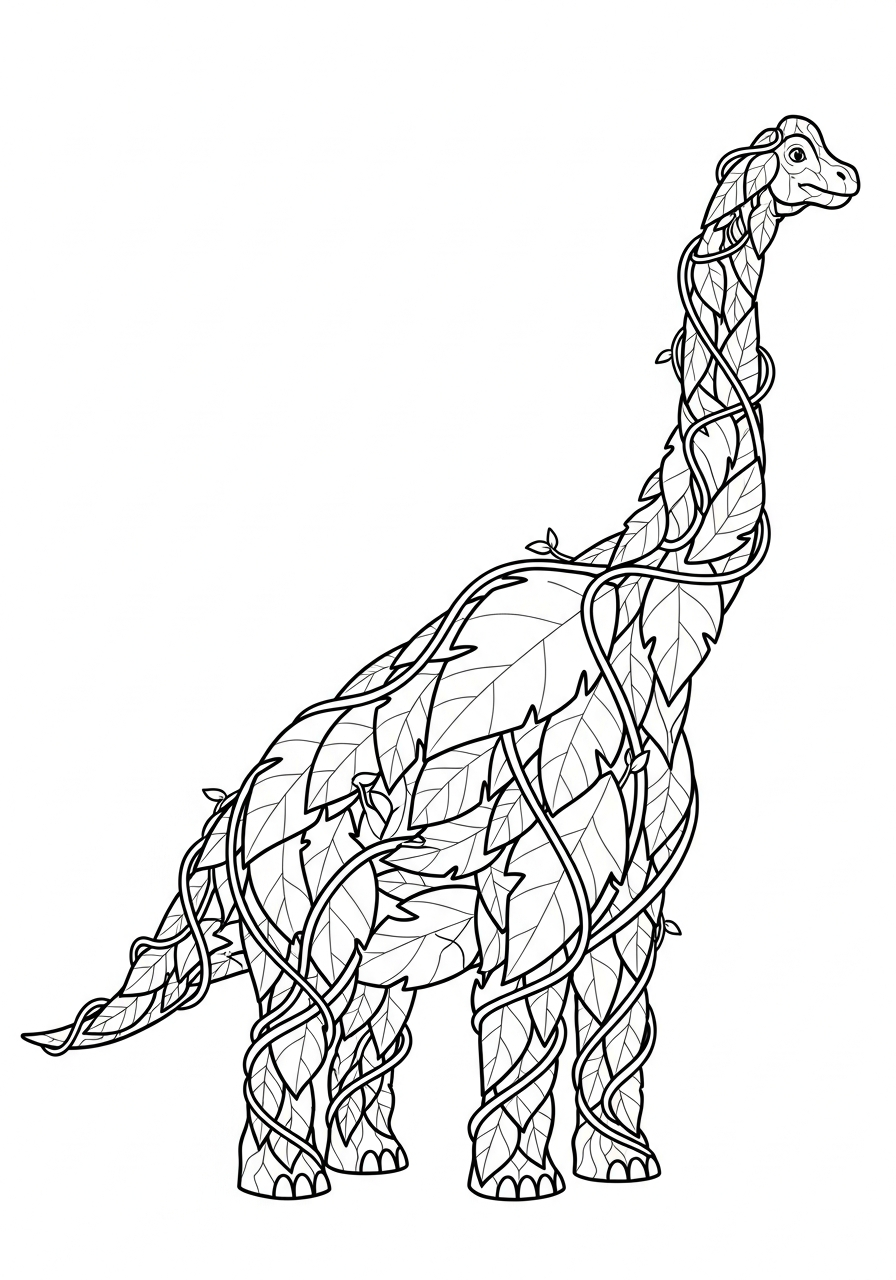 Brachiosaurus Coloring Pages 5 Brachiosaurus body made of flowers coloring page