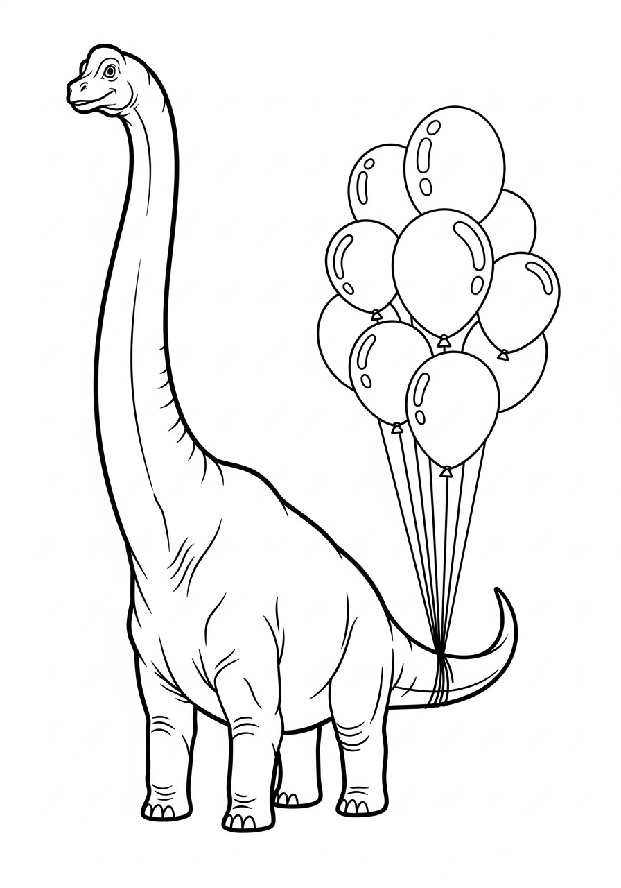 Brachiosaurus Coloring Pages 8 Brachiosaurus holding balloons with tail coloring page