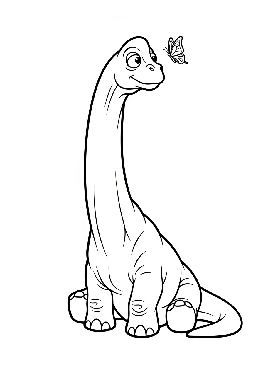 Brachiosaurus Coloring Pages 13 Brachiosaurus watching butterfly on nose coloring page