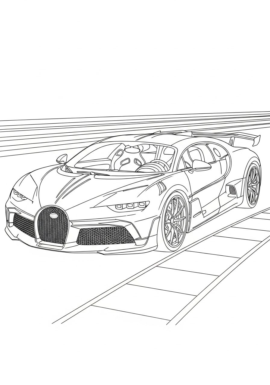 Bugatti Divo on race track coloring page