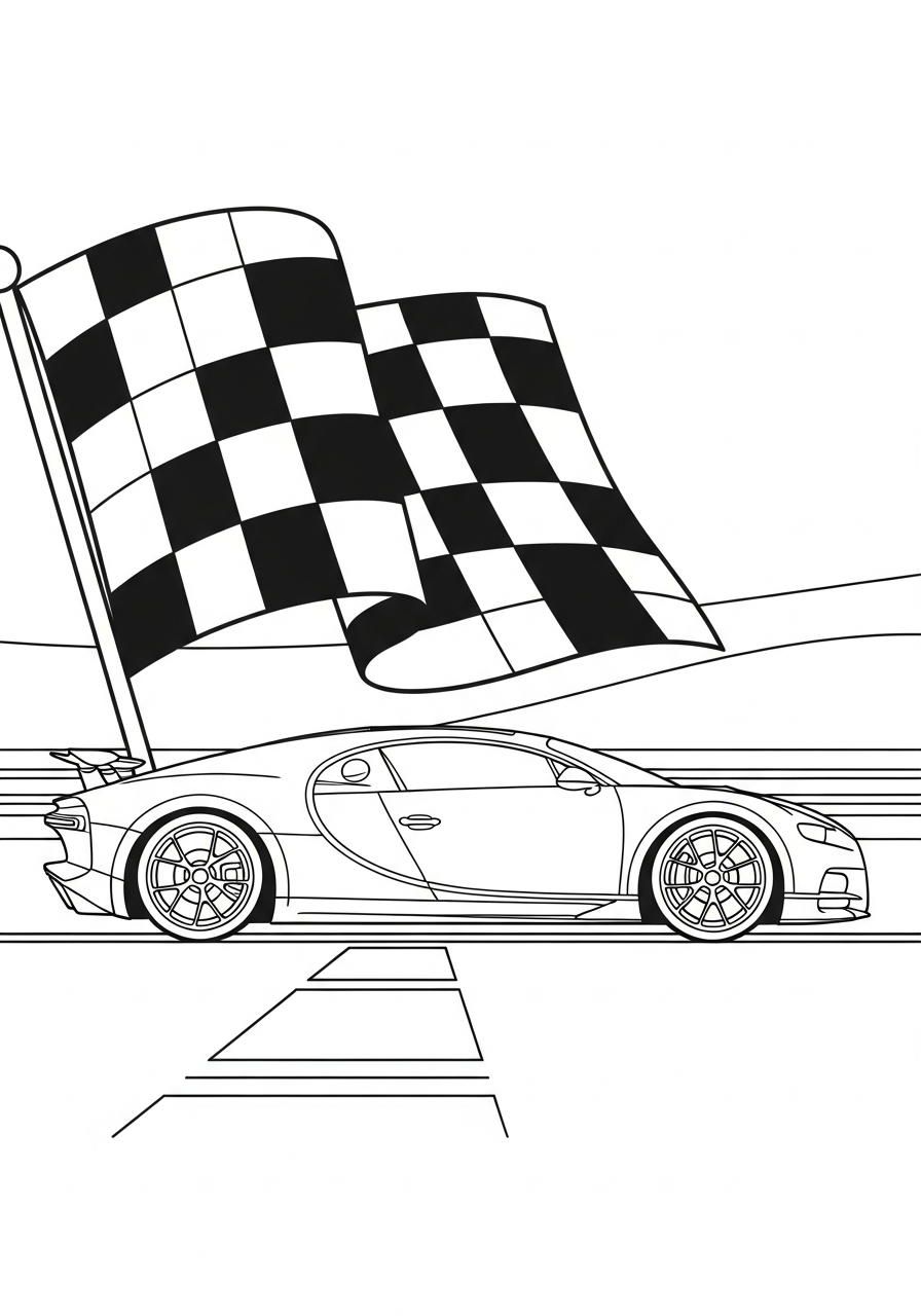 Bugatti crossing race finish line coloring page