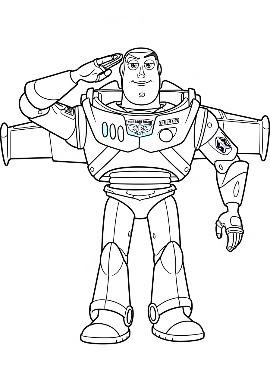 Buzz Lightyear Coloring Pages 14 Buzz Lightyear giving a salute coloring page