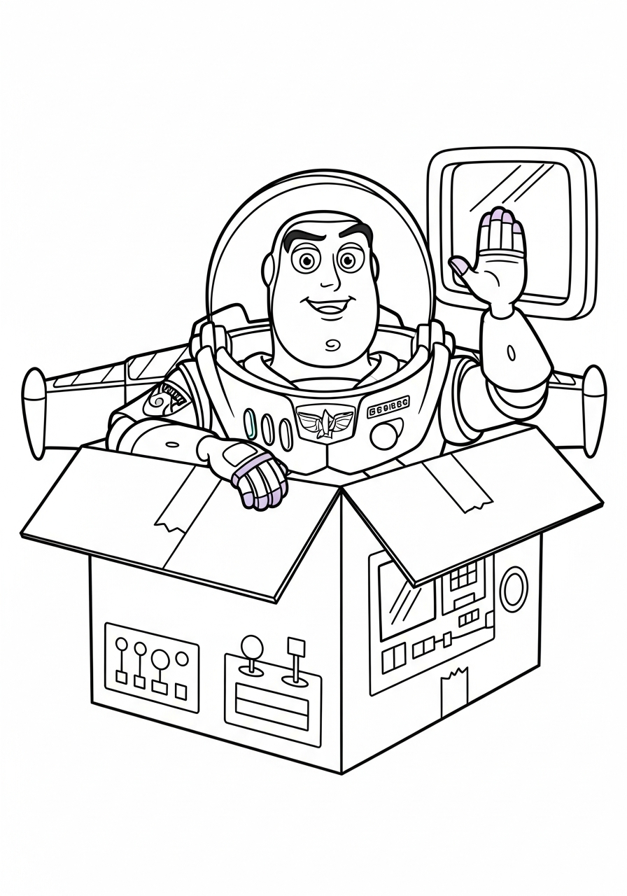 Buzz Lightyear Coloring Pages 15 Buzz Lightyear in his spaceship box coloring page