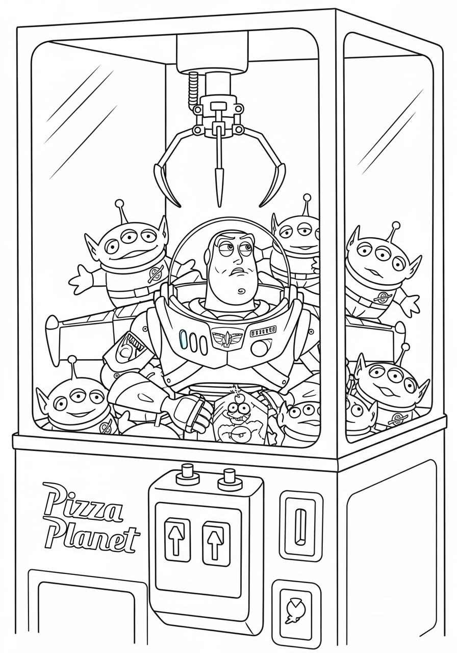 Buzz Lightyear Coloring Pages 18 Buzz Lightyear in the claw machine coloring page