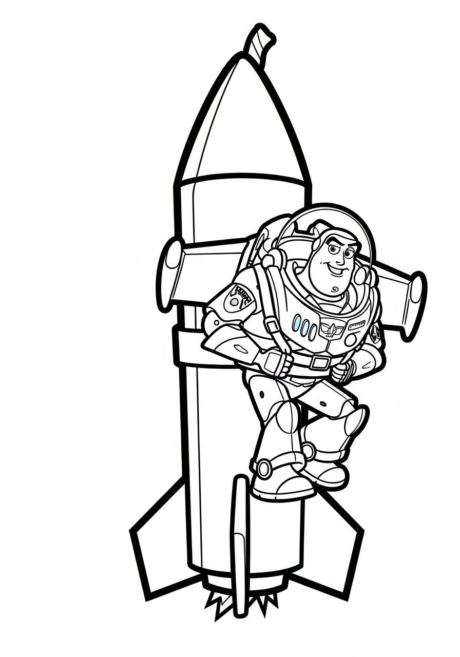 Buzz Lightyear Coloring Pages 20 Buzz Lightyear on Sid’s big rocket coloring page