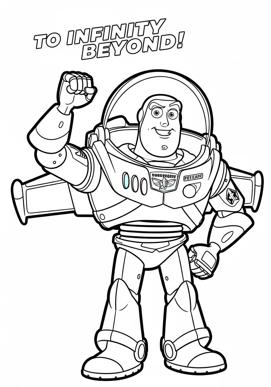Buzz Lightyear Coloring Pages 23 Buzz Lightyear’s heroic Infinity pose coloring page