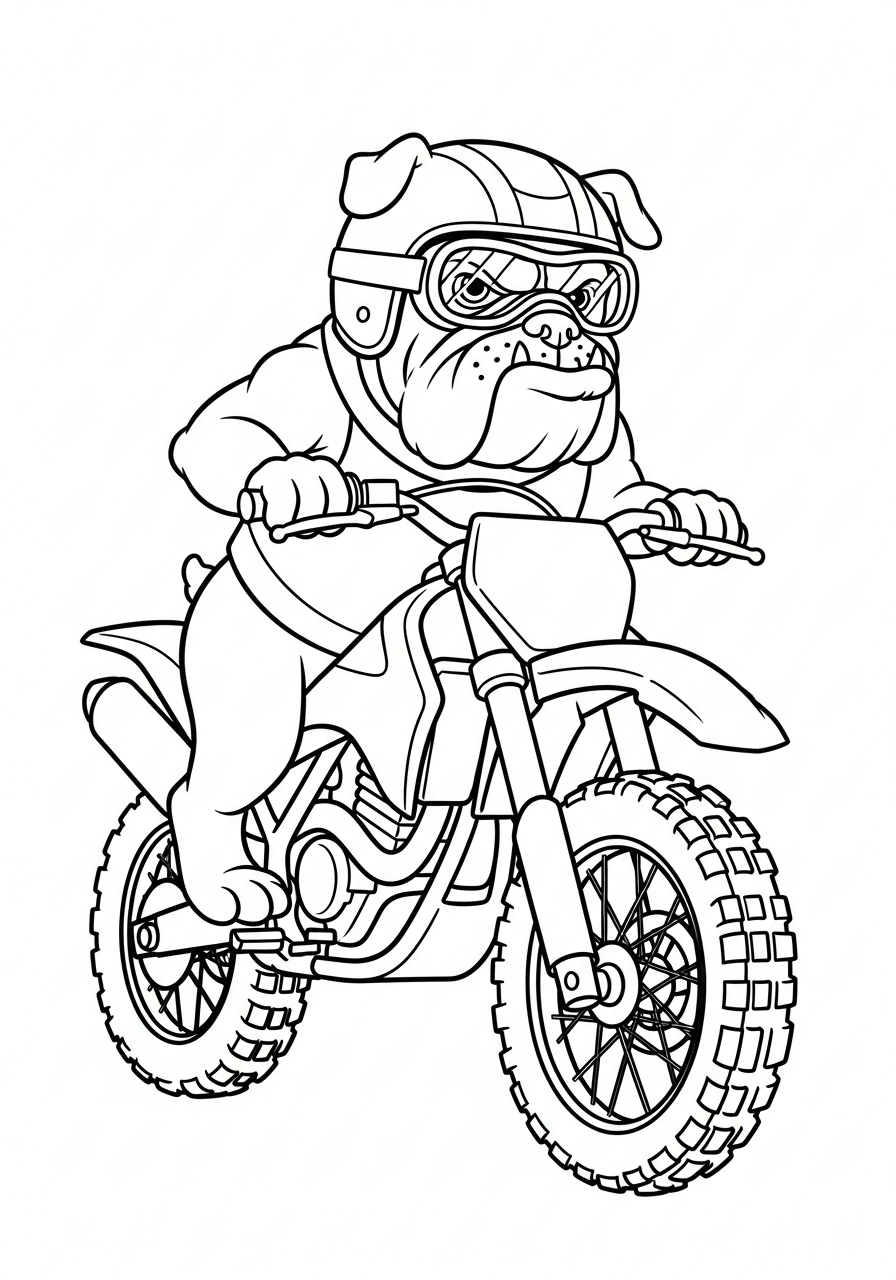 Dirt Bike Coloring Pages 15 Cartoon dog wearing helmet on bike coloring page