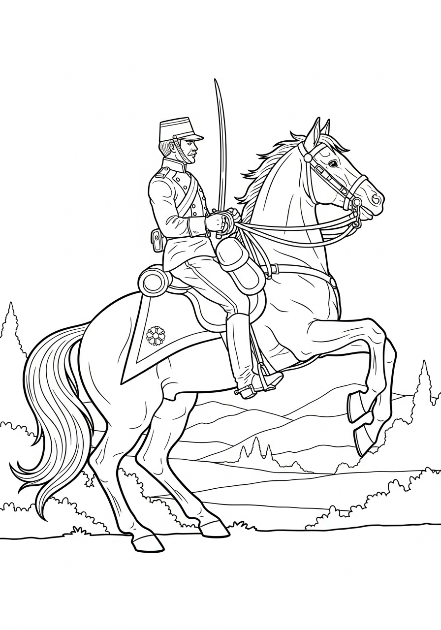 Soldier Coloring Pages 4 Cavalry soldier on horseback coloring page