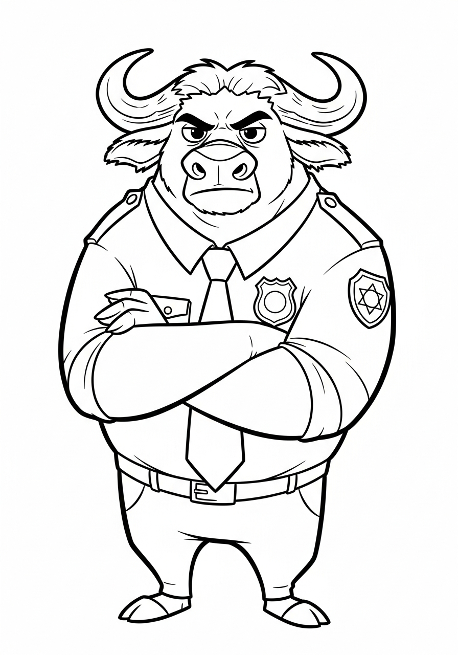 Chief Bogo crossed arms coloring page