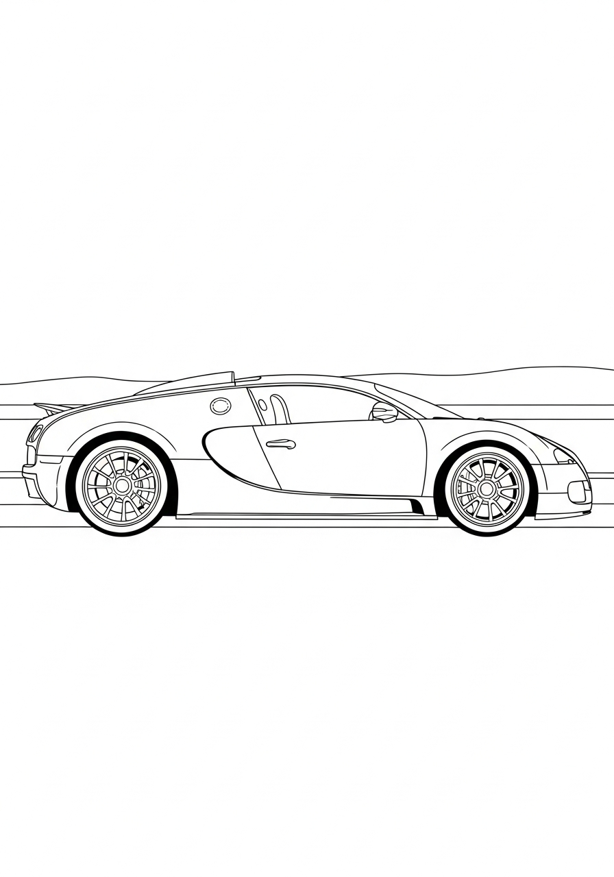 Classic side profile Bugatti Veyron coloring page