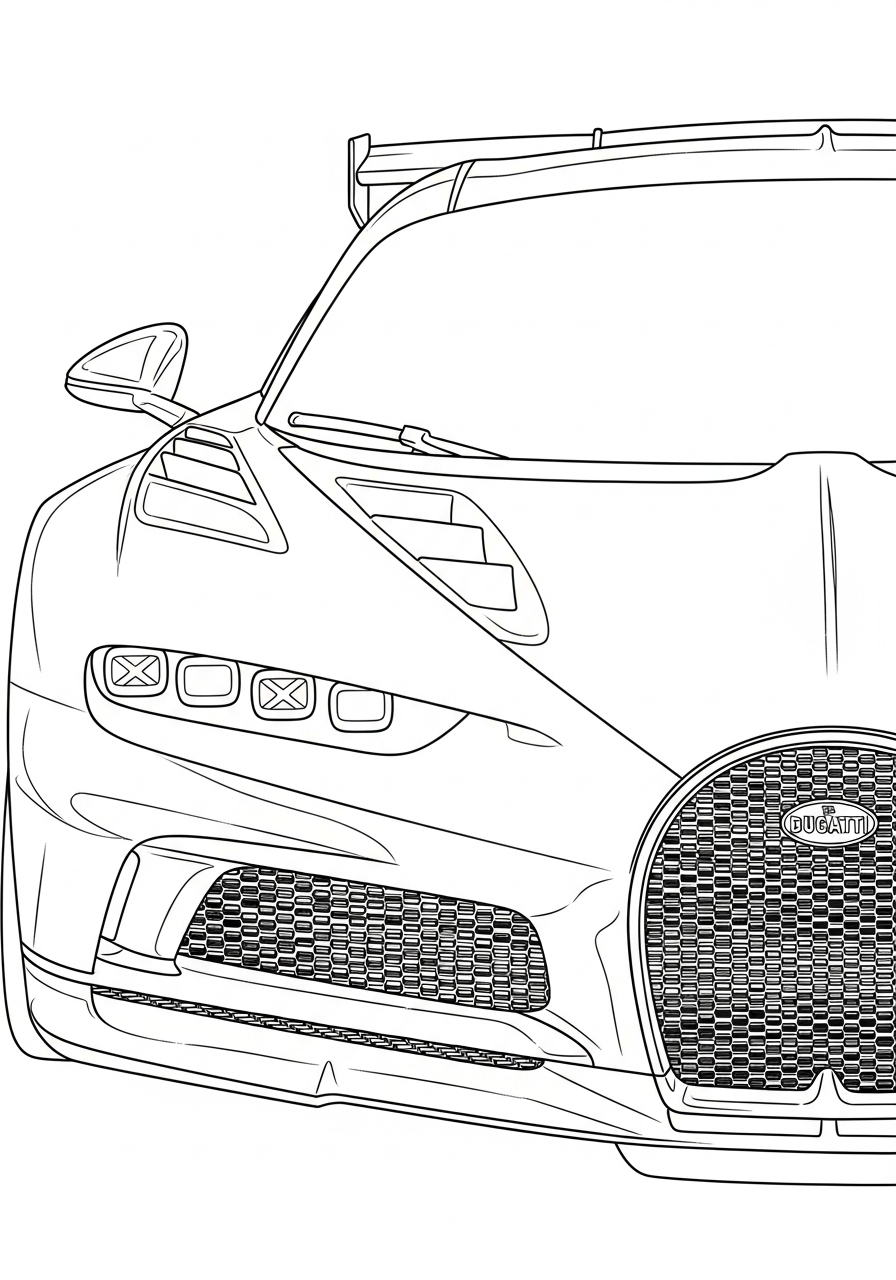 Close up Bugatti Bolide headlights coloring page