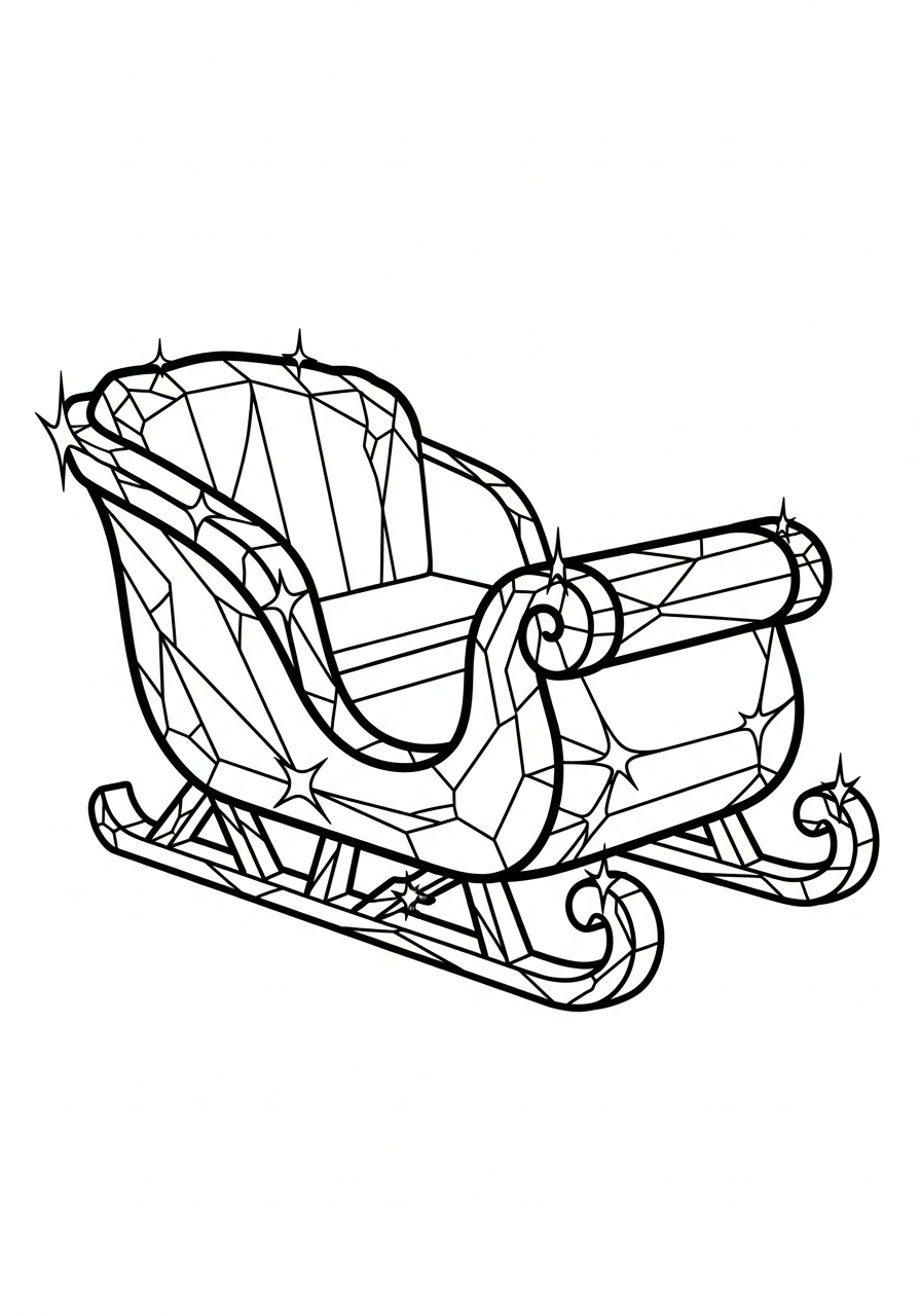 Santa Sleigh Coloring Pages 23 Crystal ice carved Santa sleigh coloring page