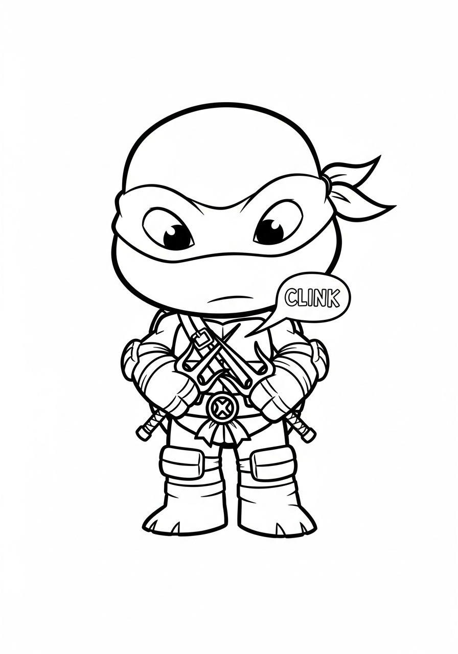 Ninja Turtle Coloring Pages 8 Cute Chibi Raphael with sais coloring page