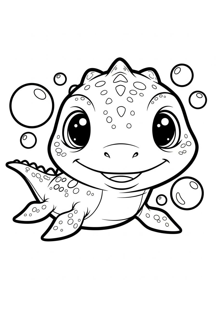 Cute Kawaii Mosasaurus coloring page