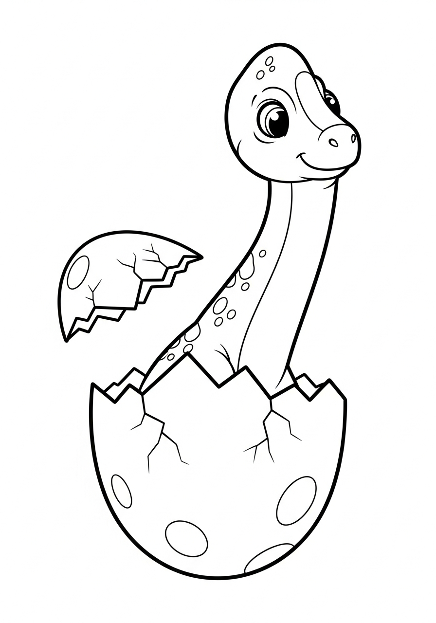 Brachiosaurus Coloring Pages 16 Cute baby Brachiosaurus hatching from egg coloring page