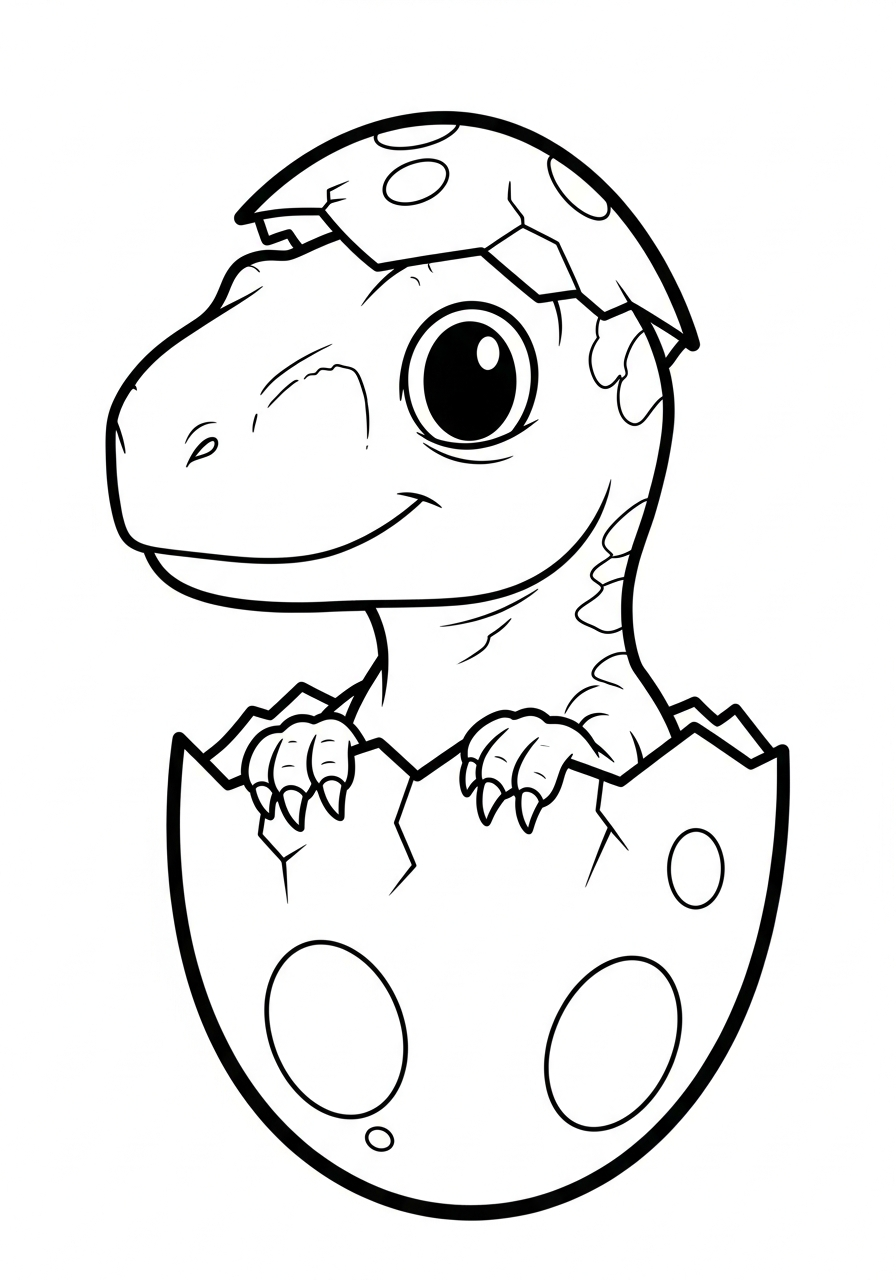 Velociraptor Coloring Pages 5 Cute baby velociraptor hatching from egg coloring page