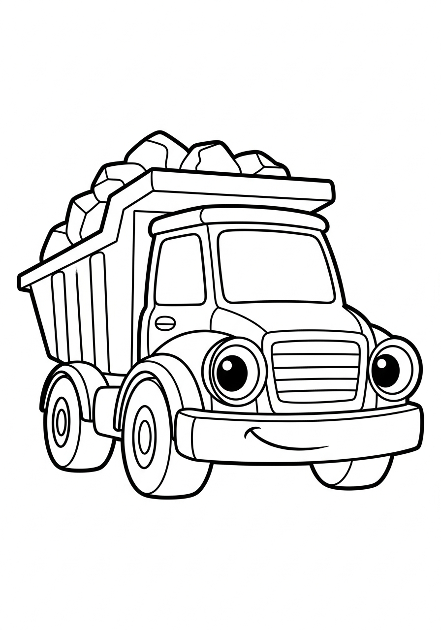 Dump Truck Coloring Pages 2 Cute cartoon dump truck face coloring page