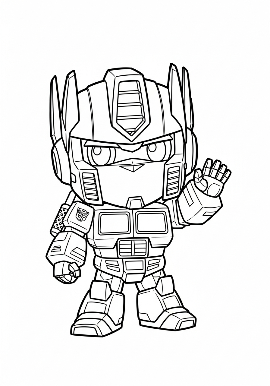 Optimus Prime Coloring Pages 6 Cute chibi Optimus Prime waving coloring page