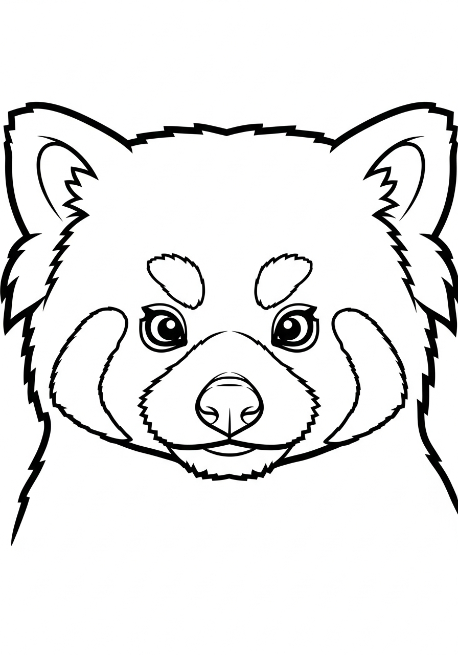 Cute red panda face portrait coloring page