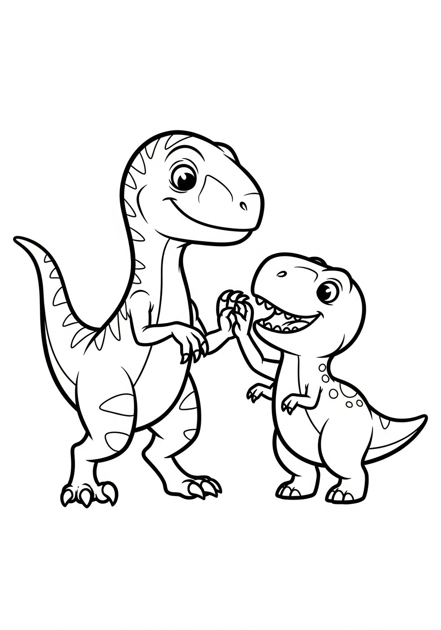 Velociraptor Coloring Pages 7 Cute velociraptor and T-Rex friends coloring page