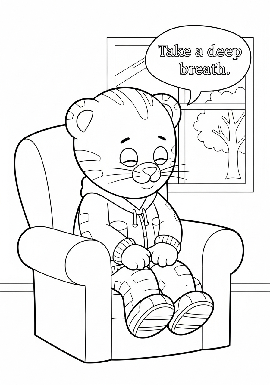 Daniel Tiger taking deep breath coloring page
