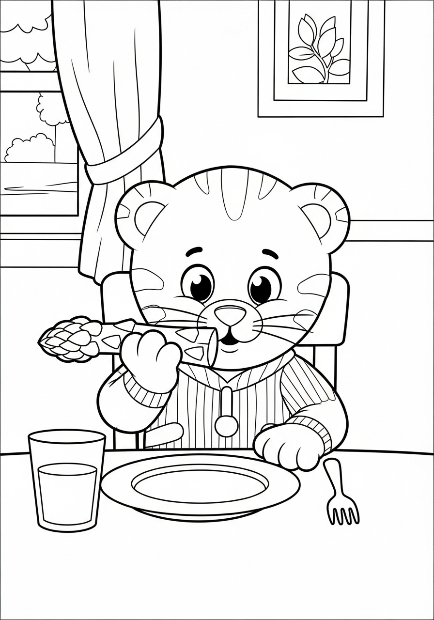 Daniel Tiger trying new food coloring page